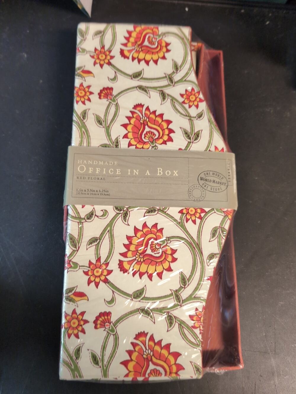 Red floral design World Market "Handmade Office in a Box" New